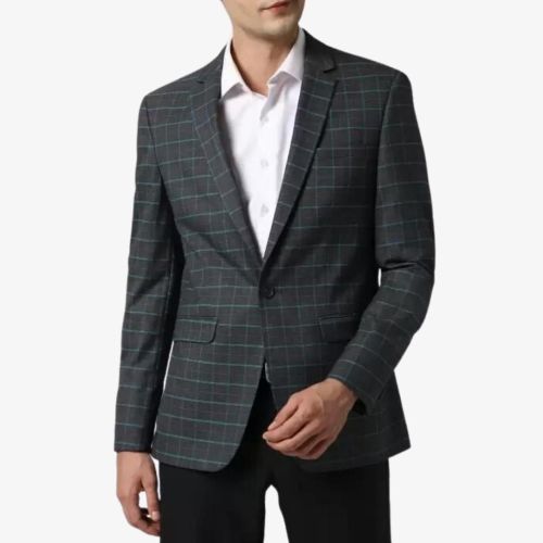 Men Check Slim Fit Formal Blazer