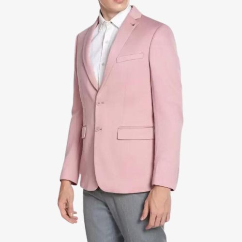 Pink Slim Fit Knit Blazer