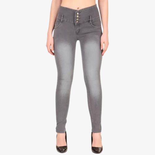 Women Four Button High Rise Jeans