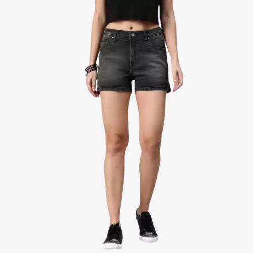 Solid Women Denim Grey Shorts