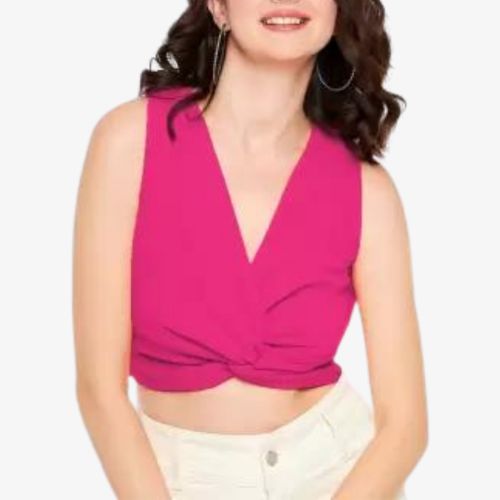 Women V Neck Party Wear Crop Top