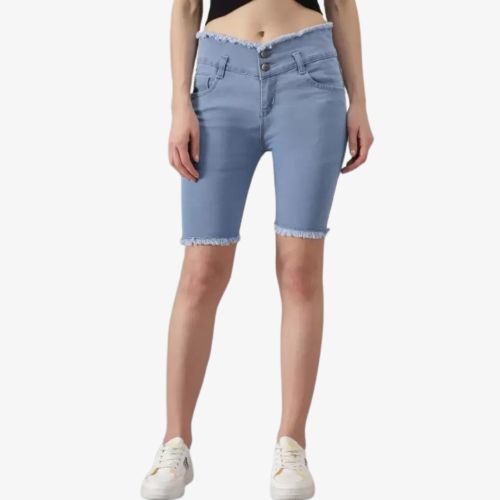 Fray Hem Stretchable Women Short