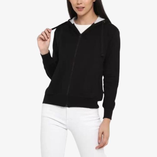 Zipper Hooded Fleece Sweatshirt