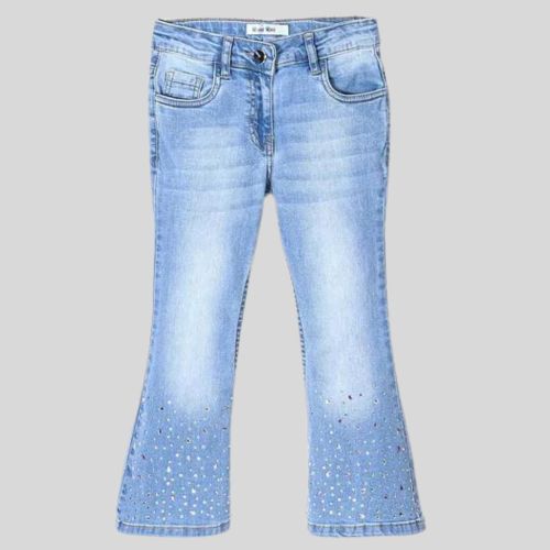FLARED JEANS WITH RHINESTONES