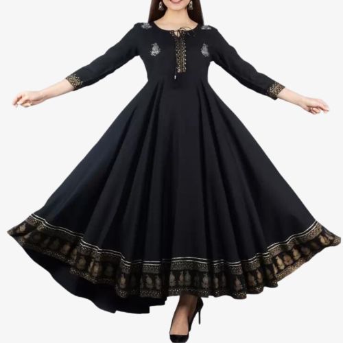 Women Printed Viscose Rayon Anarkali Kurta