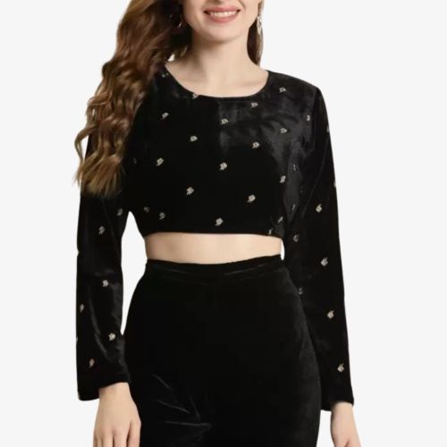 Party Regular Sleeves Women Crop Top