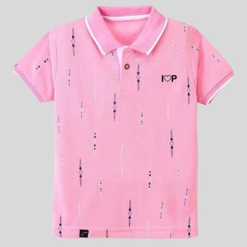 Printed Polo T-shirt - Pink 