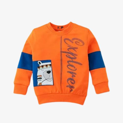 Bear Printed Sweatshirt - Orange