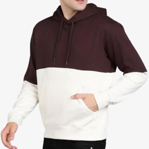 Men Full Sleeve Color Block Hooded Sweatshirt