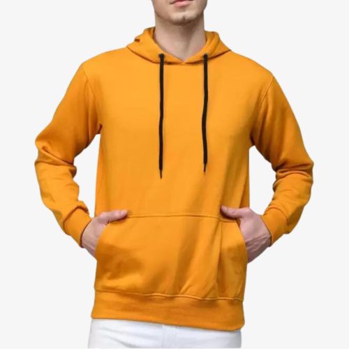 Full Sleeve Men Solid Hooded Sweatshirt