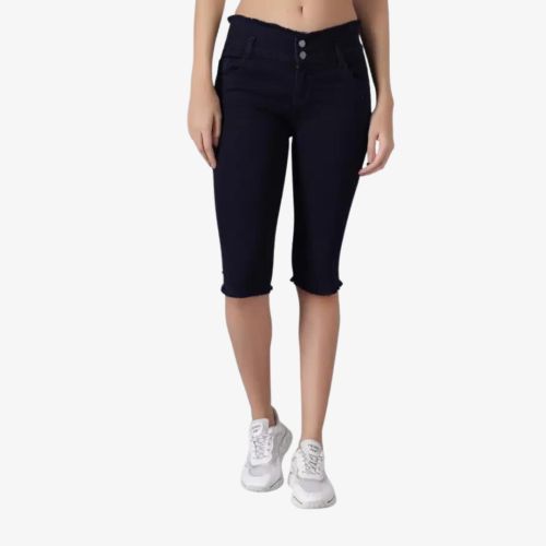 Stretchable Skinny Fit Denim Capri For Women