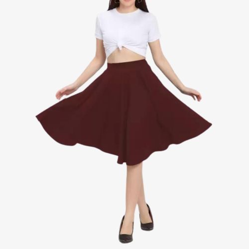 Women Solid Flared Skirt