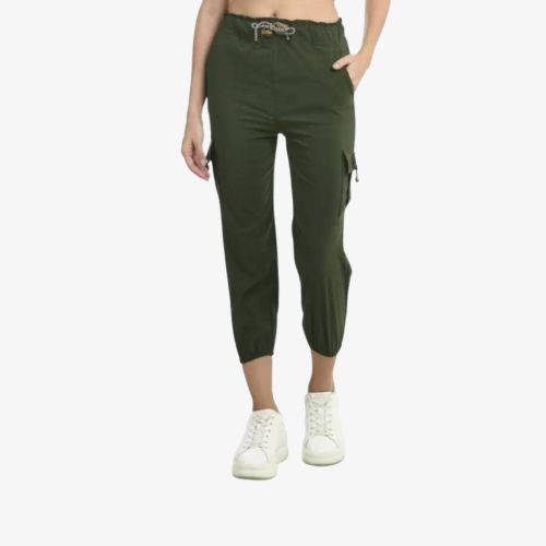 Cotton Blend Self Design Cargo For Women