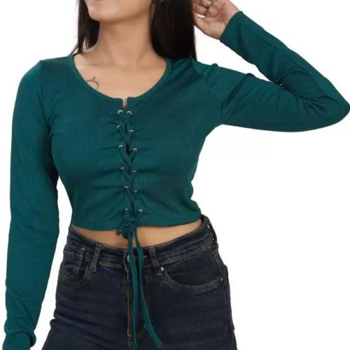 Solid Crop Top for Woman