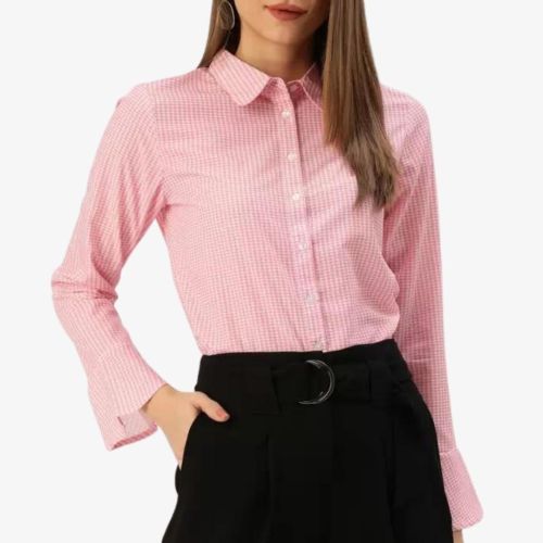 Checkered Spread Collar Formal Shirt