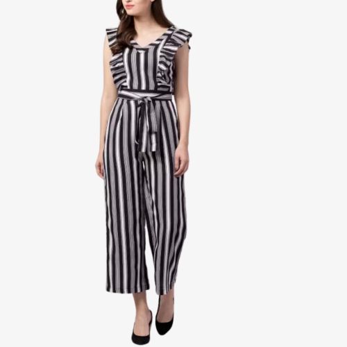 Poly Crepe Striped Women Jumpsuit