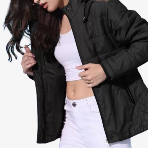 Women Solid Quilted Jacket