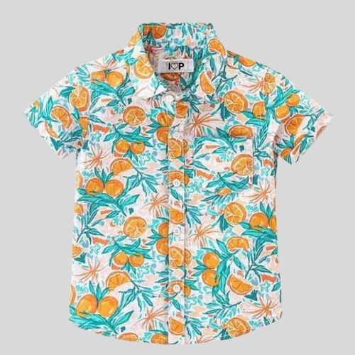 Orange Print Multicolor Shirt