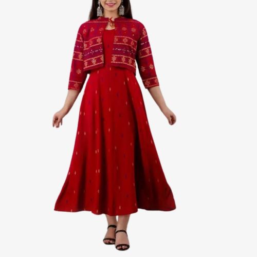 Women Geometric Print Anarkali