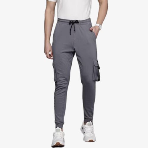 Men Solid Regular Fit Grey Jogger Pants