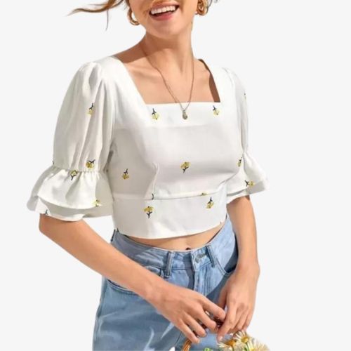 Casual Flared Sleeves Top