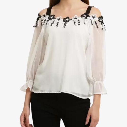 Casual Cuffed Sleeves Women Top