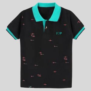 Alphabets Printed Polo Tee - Black